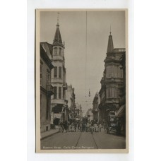 CIUDAD DE BUENOS AIRES TRANVIA Y CALLE PELLEGRINI ANTIGUA TARJETA POSTAL